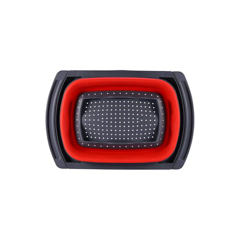 AussieSuperStore Homeware Supplies Collapsible Folding Silicone Kitchen Sink Space Saving Foldable Food Strainer Collapsible Folding Silicone Kitchen Sink Foldable Food Strainer CBSILSTRAINERRED